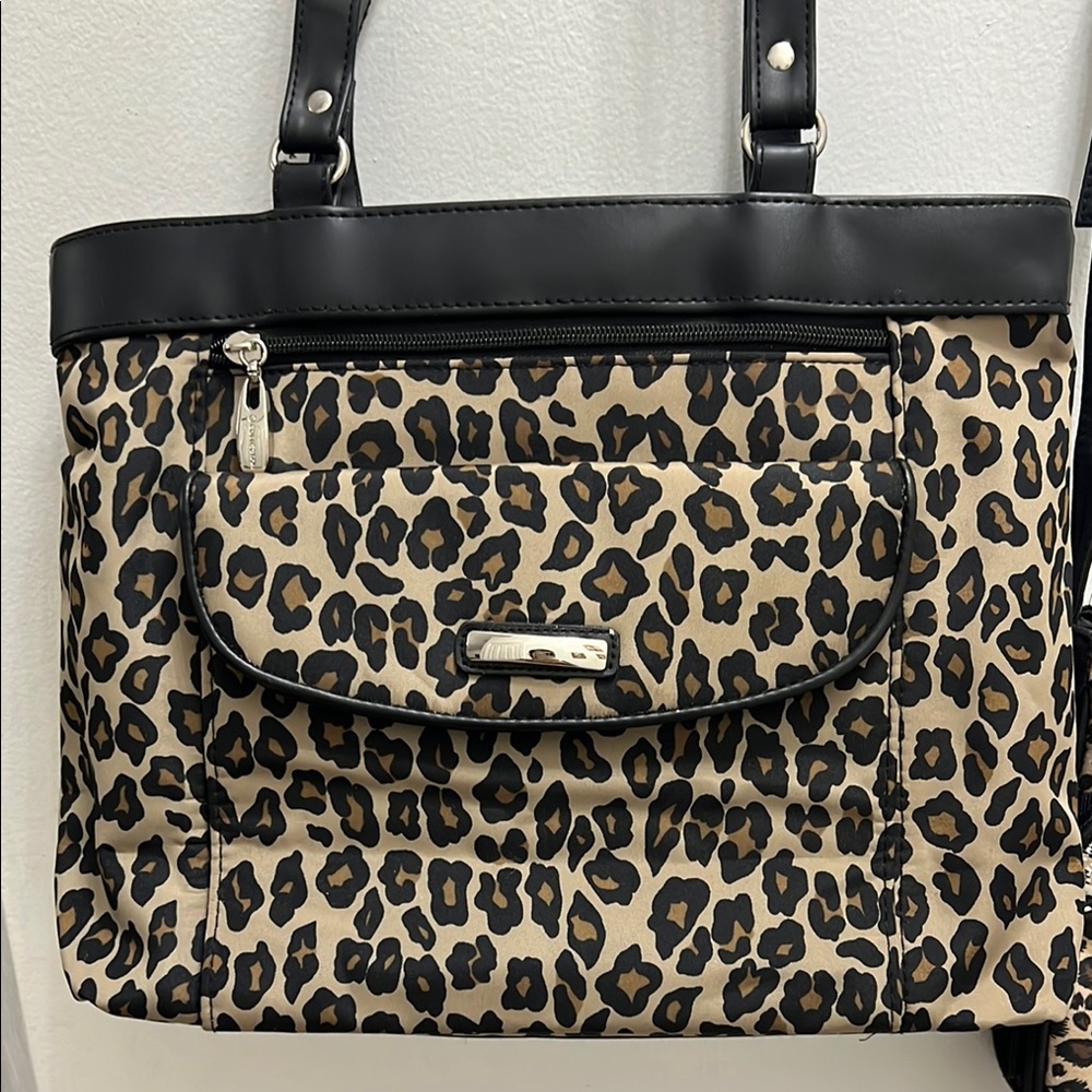 Leopard Print Shoulder Bag - Black Trim